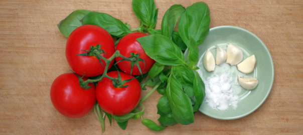 Tomatoes basil garlic