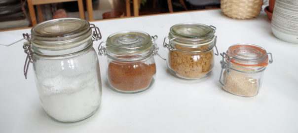 Picture of different granulated sugars