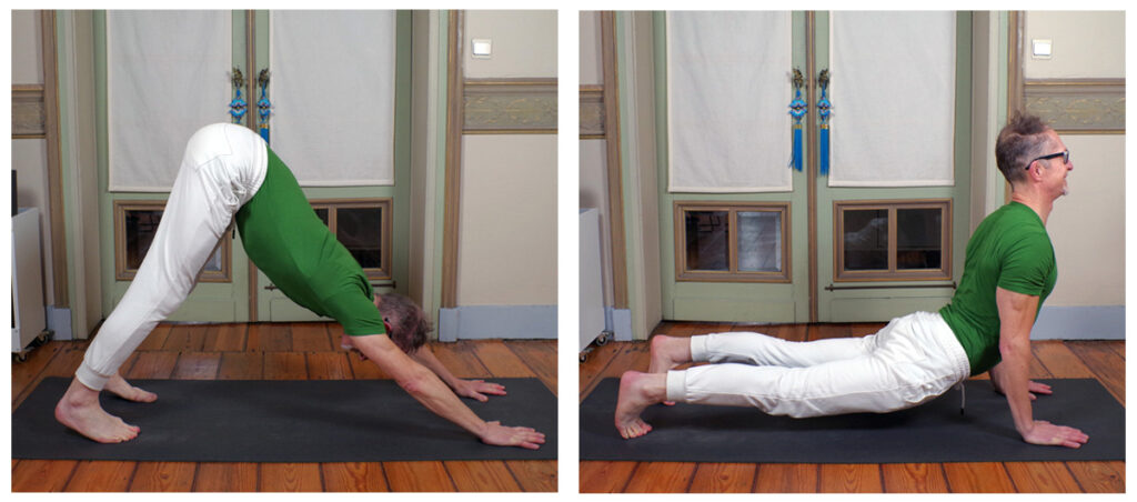 Picture showing 2 phases of sun salutation