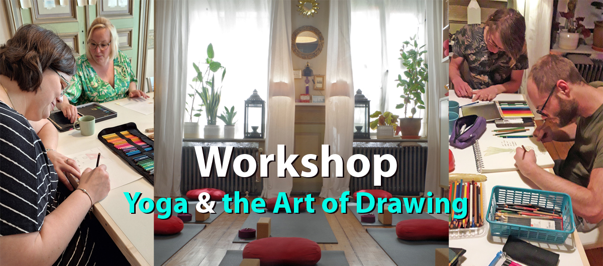 Photocomposition of a Yoga and Drawing Art Workshop