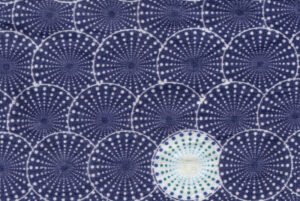 Picture of eye pillow blue sun pattern close up