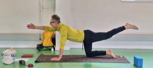 Foto van yoga lesgever in de tijgerhouding